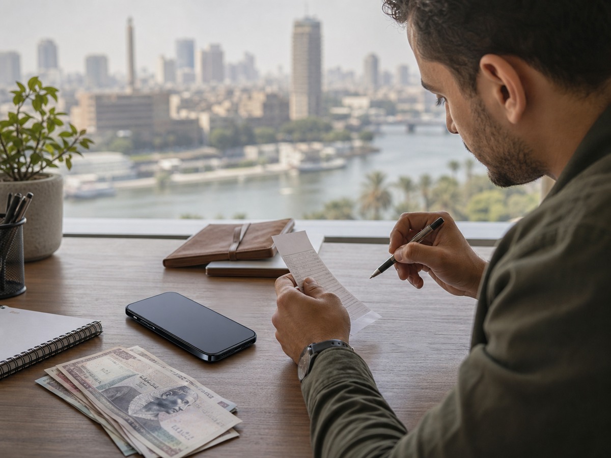 مكتب في القاهرة لمراجعة إيصال تحويل بنكي فوري قبل أمر P2P لصفحة RedotPay وInstaPay في مصر