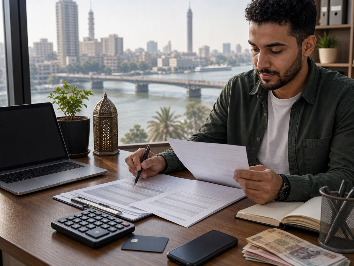 مستندات وقلم على مكتب في القاهرة لمراجعة قيود RedotPay الرسمية